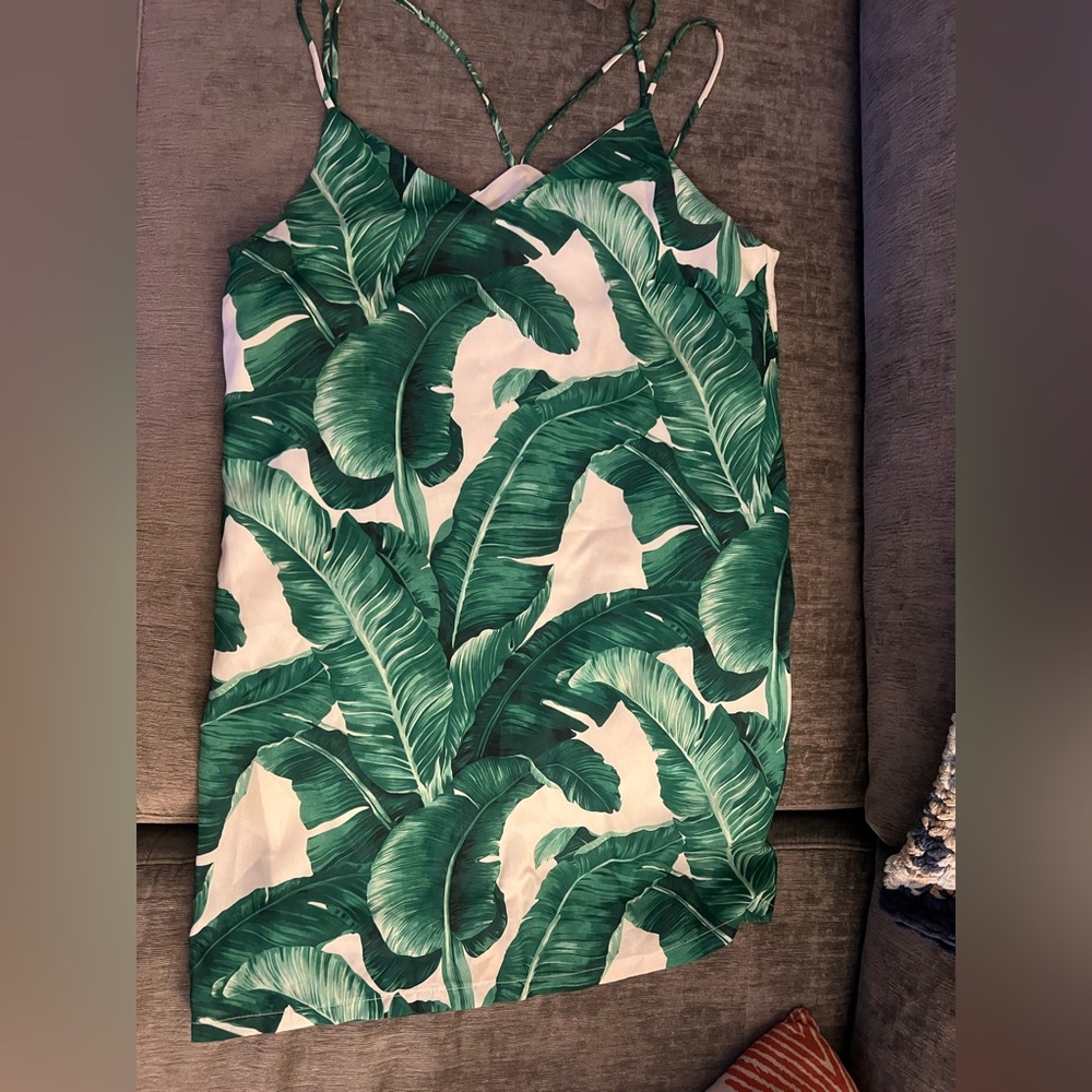 Tropical Leaf Print Dress, size small, SHEIN